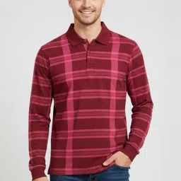 FASHIUM Men Checked Polo Collar Monochrome T-shirt-picture-16