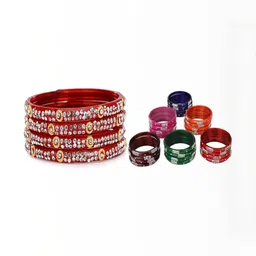 SOMIL Set of 28 Red Glass Bangle-image-33