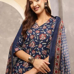 Anouk Women Ethnic Motifs Printed Regular Pure Cotton Kurta with Trousers & With Dupatta-image-21