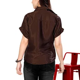 Moda Rapido Roll-Up Sleeves Satin Top image 3