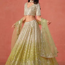 Zeel Clothing Embroidered Sequinned Semi-Stitched Lehenga & Unstitched Blouse With Dupatta image 3