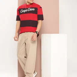 Harvard Colourblocked Drop-Shoulder Sleeves Pure Cotton T-shirt image 1