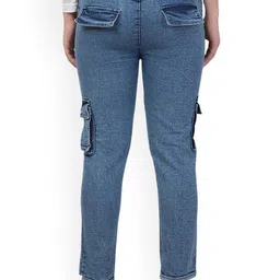 NEUNK Women Comfort Jogger Fit Mid-Rise No Fade Stretchable Cargo Jeans image 4