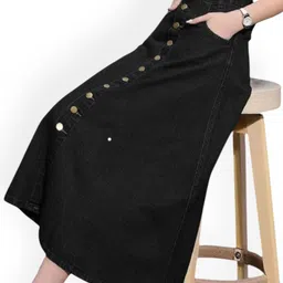 Tripursundari Fashion Buttoned A-Line Maxi Denim Skirt image 2