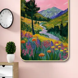 Myntra Elegant Homes Pink & Blue Floral and Botanical Printed Wooden Wall Art-image-38