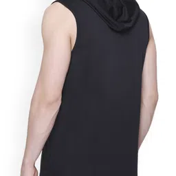Colors and Blends Men Sleeveless Printed Hooded Innerwear Vests GVA-02-Black-M image 4