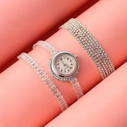 HAUTE SAUCE by Campus Sutra Women Set Of Crystalized Wrap Watch & Bracelet SSM25_HSWB5096-picture-16