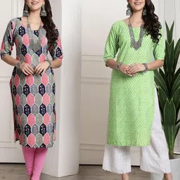 Ethnic basket Women Pack Of 2 Multicoloured Crepe Kurtas-picture-24
