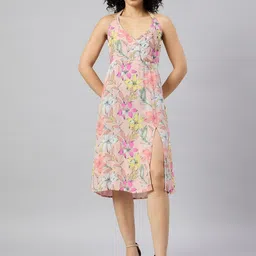 DressBerry Floral Print Georgette Fit & Flare Dress-image-23