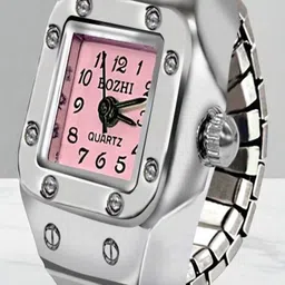 SAPRAA TRENDS Women Silver-Plated Stainless Steel Adjustable Watch Ring image 1