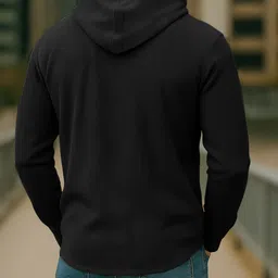 eyebogler Men Oversized Fit Solid Hood Collar Casual Shirt image 2