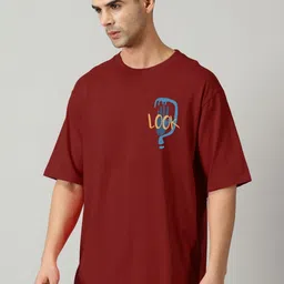 SLOWLORIS Men Graphic Printed Round Neck Oversized T-shirt image 5