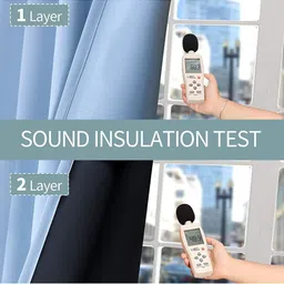 BFAM Blue Set of 2 Black Out Window Curtain image 5