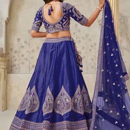 ODETTE Embroidered Sequinned Semi-Stitched Lehenga & Unstitched Blouse With Dupatta image 4