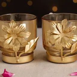 JAYPORE Gold-Toned Set of 2 Candle Holder image 5