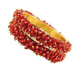 SAVORADE Set Of 2 Red Stainless Steel Bangle-picture-31