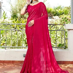 K 5 Fashion Striped Pure Chiffon Saree-image-40