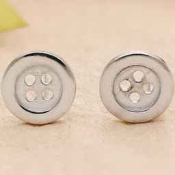 AMONROO 925 Silver Rhodium-Plated Button Shaped Studs Earrings-image-92