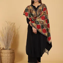 SWI Stylish Aari Embroidered Woolen Shawl image 2