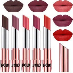 VOLO Set Of 5 Creme Matte Lipstick-Chocolate 35-Plum -Dark Peach 37-Rose Pink 38-Orange 49-picture-41