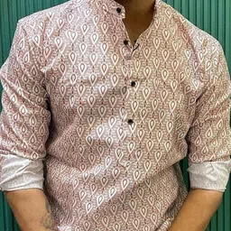 Krudha Fashion Men Striped Flared Sleeves Thread Work Kurta image 3