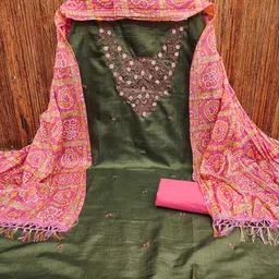 KALINI Embroidered Unstitched Dress Material image 3