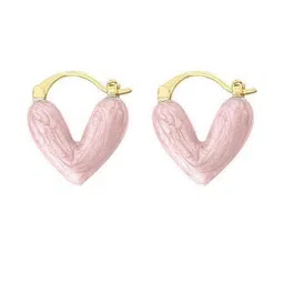 Adornity Silver Plated Pink Heart Shaped Hoop Earrings-picture-38