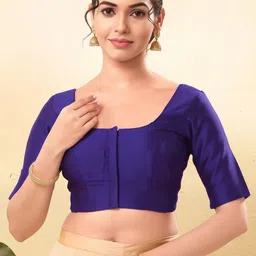 VAMAS - THE DESIGNER BLOUSES Women Round Neck Padded Saree Blouse-picture-24