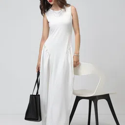SHOWOFFFF Women Round Neck Fit & Flare Maxi Dress-image-73