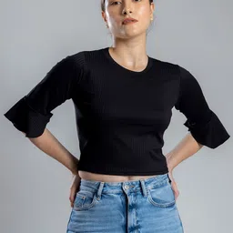 PYR8 Striped Bell Sleeve Crop Top-picture-19