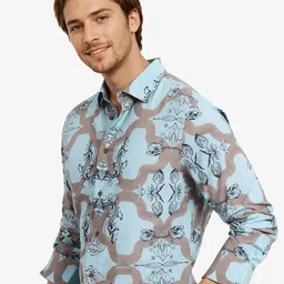 RARE RABBIT Men Comfort Spread Collar Abstract Printed Casual Shirt image 5
