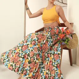 OTABU Printed Flared Maxi A-Line Skirt image 5