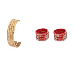 1ST TIME Set Of 12 Gold-Toned Alloy Artificial Stones & Beads Antique Bangles-picture-36