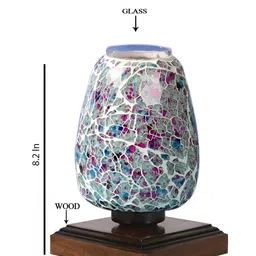 Aura White & Pink Textured Glass Cylinder Shaped Table Lamp With Base image 4