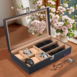 Kuber Industries Black 6+3 Slots Watch Organiser-picture-25