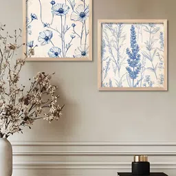 WALLLANE Brown & Blue 2 Pieces Floral & Botanical Wood Wall Art-picture-24