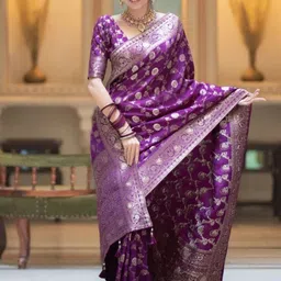 PHEASANT Ethnic Motifs Zari Designer Banarasi Saree-image-4
