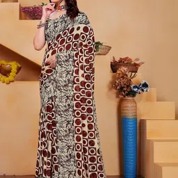 KANOODA Geometric Printed Pure Georgette Saree-picture-14