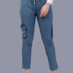 Ira Collections Women Comfort Regular Fit Mid-Rise Stretchable Cotton Cargo Jeans-image-59