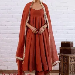 CaniBani Women Panelled Gotta Patti Kurta with Trousers & With Dupatta image 4
