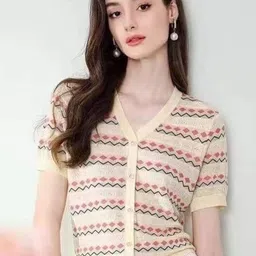 StyleCast Women Horizontal Striped V-Neck Top-picture-30