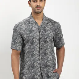 Indian Terrain Men Classic Slim Fit Ethnic Motifs Printed Cuban Collar Casual Shirt-picture-41