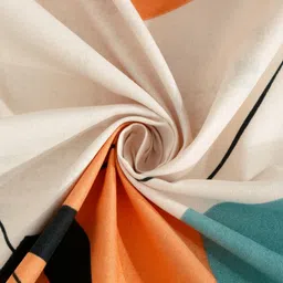 Arrabi Cream-Coloured & Black Geometric 300 TC King Bedsheet with 2 Pillow Covers image 2