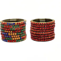 Shasmi Set Of 16 Artificial Stone Studded Glass Bangles-picture-17