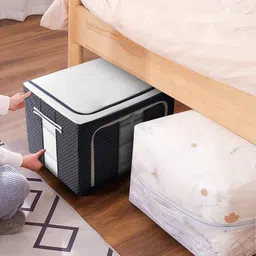 sajag Fabric Clothes Storage Box for Wardrobe Cloth, Saree, Towel Storage Box image 4