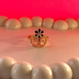 KALAVAATHI Rose Gold-Plated American Diamond Studded Adjustable Finger Ring image 2