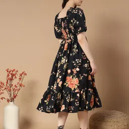 Femvy Floral Printed Midi Fit & Flared Dress image 2