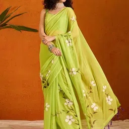 Mitera Floral Poly Chiffon Saree-image-69
