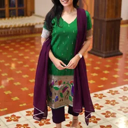 Suha Women Ethnic Motifs Regular Kurta with Salwar & With Dupatta image 2