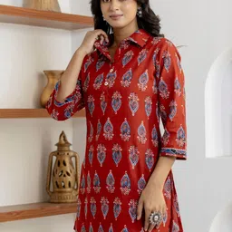 KANNAHI Print Ethnic Cotton Top image 3